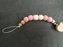 Wooden Clip Chain Pacifier-Holder Crochet-Beads-Bag Elephant Tiny Baby Rod 1PC Geometric