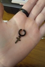 DreamBell hombres pendientes de Clip pendientes largos aretes pendientes moda Hiphop estilo Rock hipoalergénico en forma de cruz de acero de titanio Clip de oreja aretes Accesorios