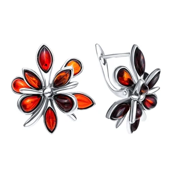 

Silver earrings with Amber cognac