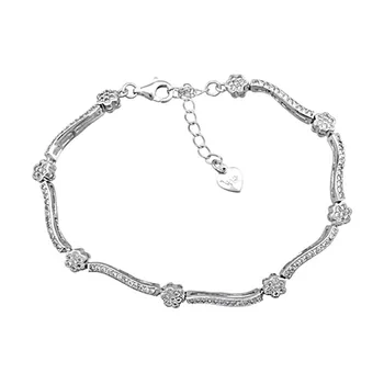 

Law silver bracelet 925m. Rhodium-plated flowers 5mm. Zircons [AA4467]
