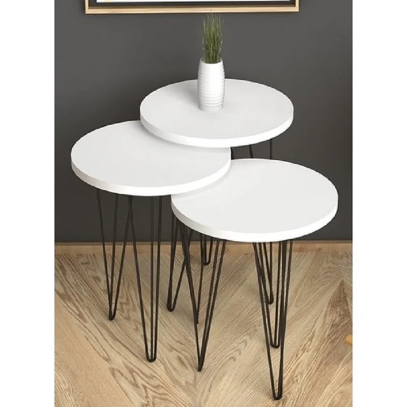 Сделано в Турции 3 штуки белый-черный журнальные столы мини современные практичные чайные столы гостиная зигон деревянные аксессуары для дома металлические