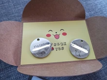 Gato personalizada etiqueta de perro-perro ID Tag MW002 artística fuente de doble cara grabado para la pequeña mascota mediana grande Collar de perro accesorios etiqueta