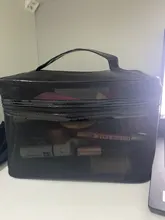 1 Uds. De neceser portátil para hombre y mujer, organizador de viaje transparente, a la moda, grande, negro, bolsa de maquillaje