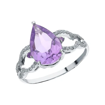 

Silver ring with amethyst and cubic zirconia sunlight sample 925
