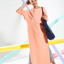 GemKids детское трикотажное платье для девочек из хлопка, дизайн, новинка, длинное платье, свободный крой