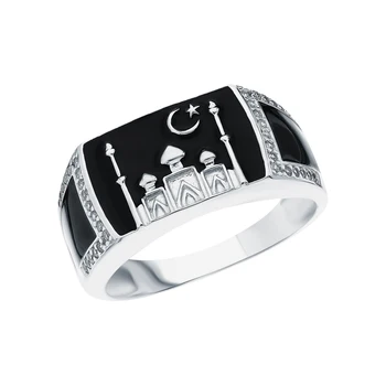 

Silver ring with enamel and cubic zirconium sunlight sample 925