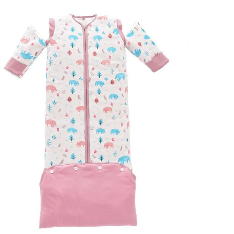 Синий и розовый большой детский спальный мешок из хлопка и шерсти, детский спальный мешок с защитой от ударов, детский конверт, спальный мешок 100 см и 120 см - Цвет: Color 2