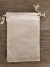Bolsas de algodón Natural con cordón, embalaje de regalo, con logotipo personalizado impreso, 7x9, 9x12, 10x15, 13x18, 15x20cm, 100g, 130 unids/lote