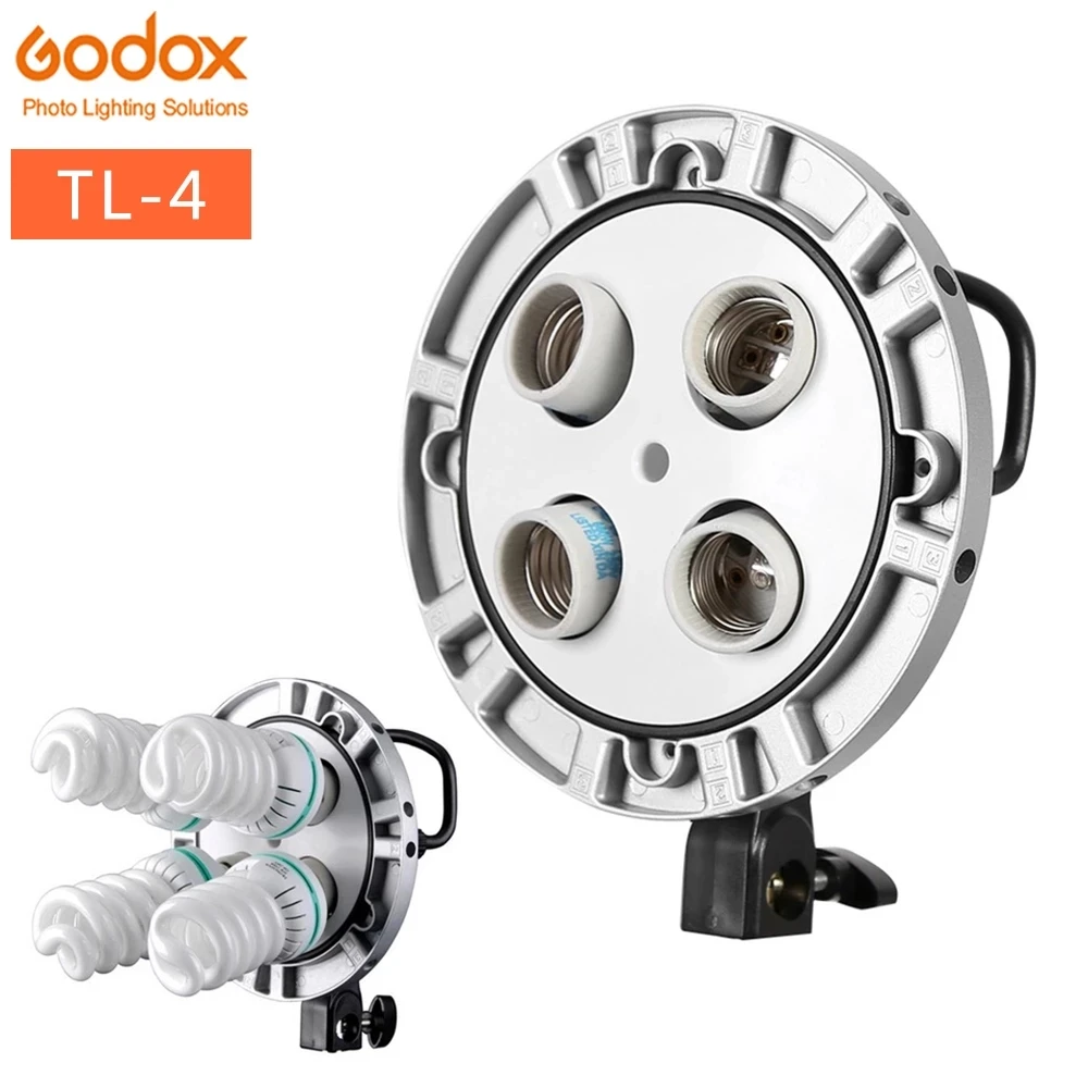 Фотостудия Godox TL-4 4 в 1 E27 Socket Трехцветная лампа налобный фонарь непрерысветильник