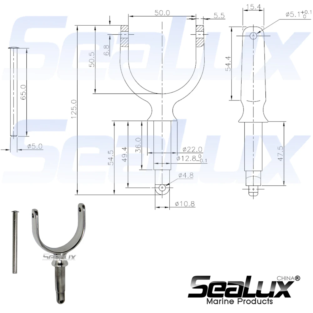 Sealux 2 шт. в комплекте морской сорт нержавеющая сталь Oarlock с штифтом для 1/2