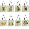 Cartoon Avocado Fashion Fruit Printed Shopping Bag Outdoor Portable Women Shoulder Bag Eco Friendly High Capacity Foldable Tote 1