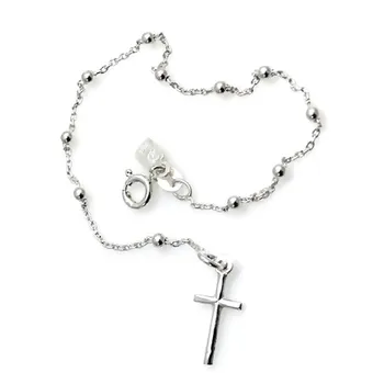 

Bracelet 925 Sterling silver m rosary 18cm. Balls 2.5mm. Cross closure reasa women [AC1164]