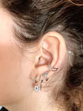 ROXI-Pendientes de aro con piedra azul para mujer y niña, aretes inusuales para boda, Pendientes de cartílago de plata 925, joyería