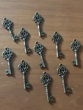10 Uds. De llaves chapadas en Bronce Antiguo, 32x12mm, 2 colores