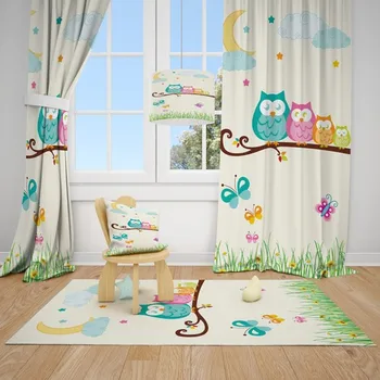 

OWL Family Kid Baby Room Backdrop Curtain 1 Wing
