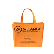 500 шт./лот многоразовая оранжевая ПП Нетканая хозяйственная сумка с толстой ручкой сумка для продуктов Экологичная сумка для обуви