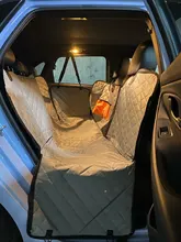 DEKO-Protector para asiento de coche para perros, hamaca de transporte con visión de malla para mascotas, Protector de seguridad, alfombrilla para asiento trasero de coche con cremallera y bolsillo para viaje