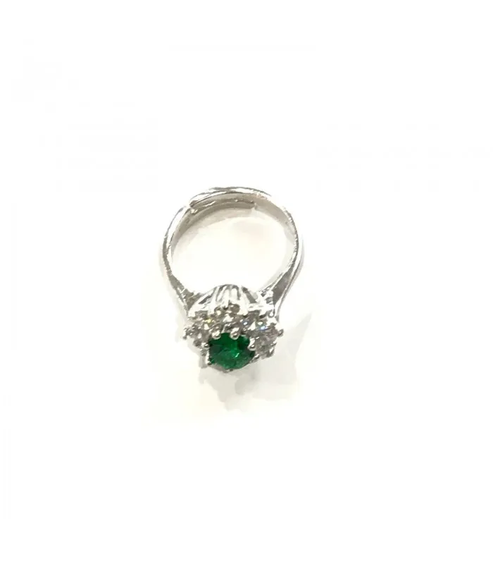 IDANDI зеленый кубический цирконий серебряное кольцо цветок VERDE01AN