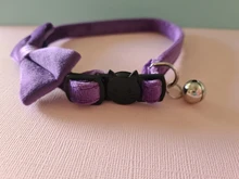 Collar de gato de Color liso con lazo de terciopelo para cachorro, Chihuahua, hebilla de seguridad ajustable con campana, pajarita para gatos, accesorios para mascotas
