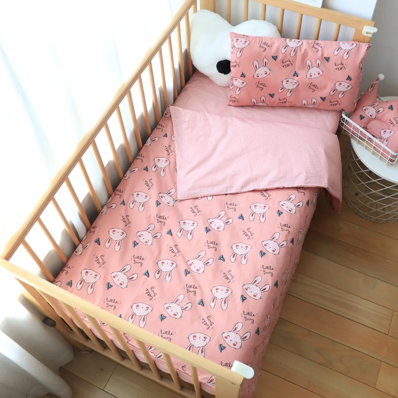 Baby Crib Sheet Baby Pillowcase 3Pcs Baby Bedding Set For Newborns Star Pattern Kid Bed Linen For Boy Pure Cotton Woven Crib Bedding Duvet Cover Pillocase Sheet