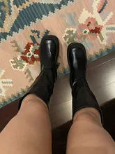 BONJOMARISA de moda botas de plataforma de tacón grueso cuñas media pantorrilla botas de mujer casual de marca de fondo grueso zapatos de invierno Mujer