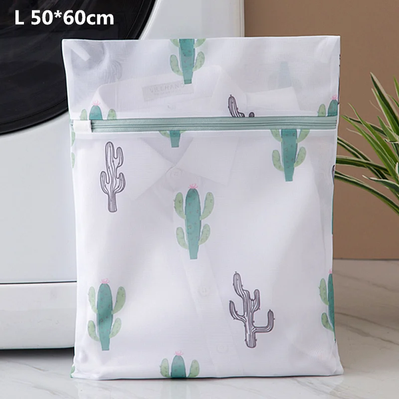 6 размеров полиэфирная сетка корзина для грязной одежды сумка для одежды Нижнее белье домашнее защищенное белье бюстгальтер стиральная сумка кактус печать сумки