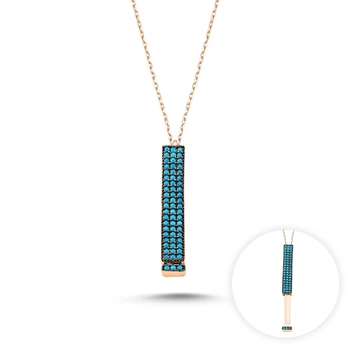 

Silver 925 Sterling Nano Gemstone Drop Rod Pendant