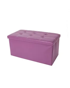 

Rebecca Mobili Storage Pouffe Seat Box Bench Purple Faux Leather 38x76x38