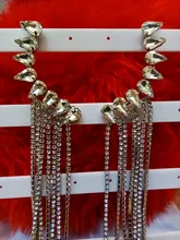 Drop-Earrings Jewelry Rhinestone Long-Tassel Water-Drop-Crystal FYUAN Shiny Women Fashion