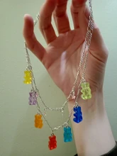 Mini collar de oso de goma para mujer, Color caramelo, regalos de Navidad, collares colgantes de estrella, joyería para mujer, Bisutería