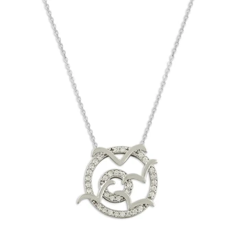 

KUTAYDAN Rhodium Plated Bird Figured Pendant 925 Sterling Silver