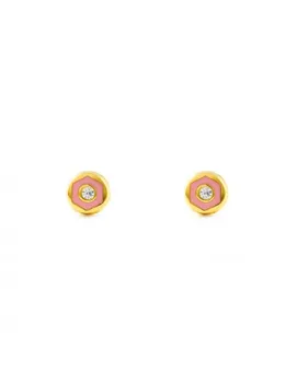 

Baby earrings or girl round Pink Enamel