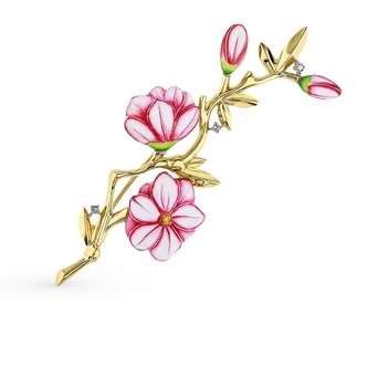 

Gold brooch with finish, enamel and diamonds sunlight sample 585