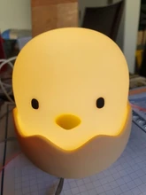 Luz Led nocturna para niños, lámpara de silicona suave recargable por USB, decoración de dormitorio, regalo, noche de pollito de Animal, sombra de Luna