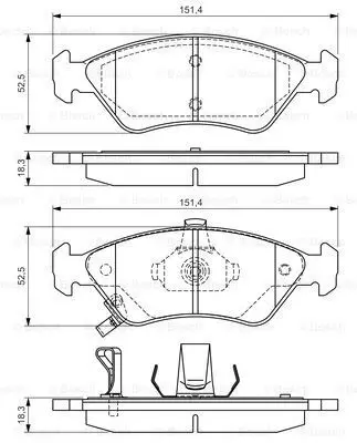 Колодки дисковые п. KIA Clarus 1.8i/2.0i 96-99 BOSCH 0 986 495 0