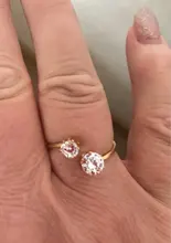 DOTIFI-anillos de acero inoxidable 316L para mujer, de doble circonita sortija de compromiso, joyería de boda