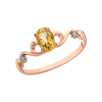 

Gold ring with cubic zirconia and citrine sunlight sample 585 test