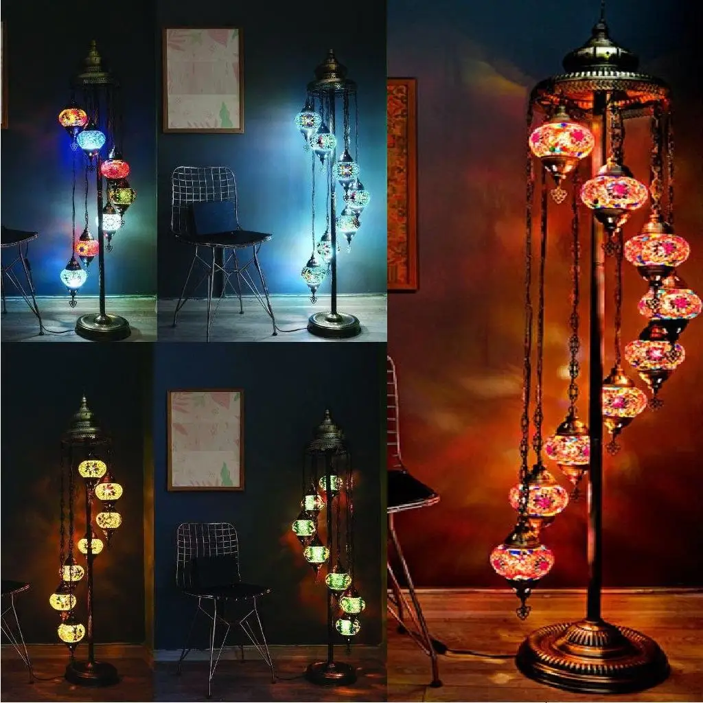 

7 pc Floor Lamp Lampshade Turkish Moroccan Color Mosaic Glass Antique Lamp Mosaic Lamp Ottoman Authentic Chandelier Antique Lamp