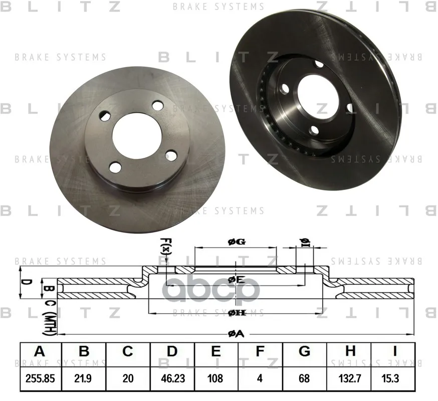 Диск Тормозной Audi 80/90/100 86- Blitz арт. BS0101