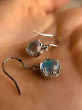 Pendientes de gota de Plata de Ley 925 para mujer, piedra lunar redonda hipoalergénica, regalo de bodas de moda, joyería