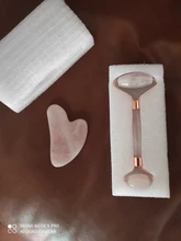 Rodillo de Jade de cuarzo rosa para masaje Facial, masajeador adelgazante Facial, piedra de Jade Natural, conjunto de belleza para el cuidado de la piel