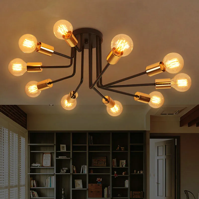 

6/10 Heads American Retro Creative Restaurant Ceiling Light Simple Modern Study Bedroom Living Room Cafe Iron Lamp Free Shipping