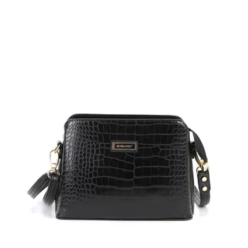 

Silver Polo Women Messenger Bag New Season Faux Leather 937-32476 M87 Black-matte Black