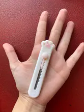 MINKYS-Mini cuchillo de bolsillo con Gato Kawaii, utensilio de utilidad artística, caja Express, cortador de papel, hoja rellenable para envolver, papelería