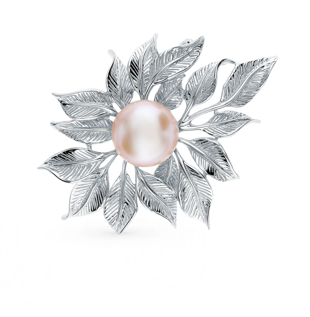 брошь с жемчугом из серебра. брошь из серебра с жемчугом 94040192. серебро классика описание. брошь из серебра с жемчугом 94040192. изящная брошь.