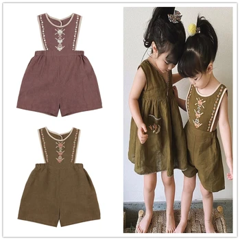 

Pre-sale 2020 Summer Girls Dress New APO Same Style Children Retro Floral Embroidery Dress