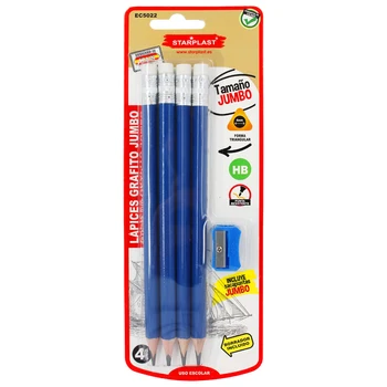 

Starplast Set scripture, Pack saving, 4 Pencils HB, eraser, pencil sharpening, to use school and Office, Color dark blue