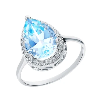 

Gold ring with Topaz and diamonds sunlight sample 585