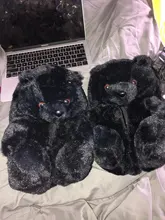 Zapatillas de casa afelpadas de oso de peluche para mujer, calzado para estar en casa, marrón, suave, antideslizante, de piel sintética, bonitas y esponjosas, Zapatillas de casa, cálido para invierno