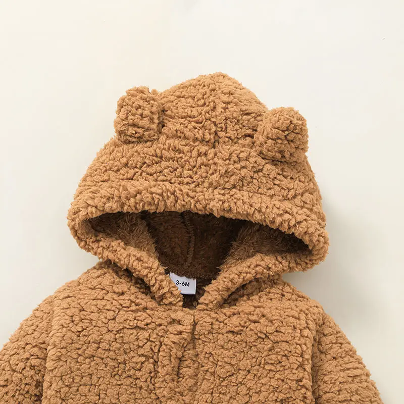 Cute Baby Boy Girl Clothes for new born Long Sleeve Baby Costume Hoodies Bear Baby Romper Jumpsuits Fleece Overall Warm Rompers